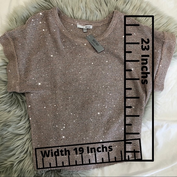 WD.NY Sequin Knit Top Taupe/Pink size Sm Med Large - Picture 8 of 9